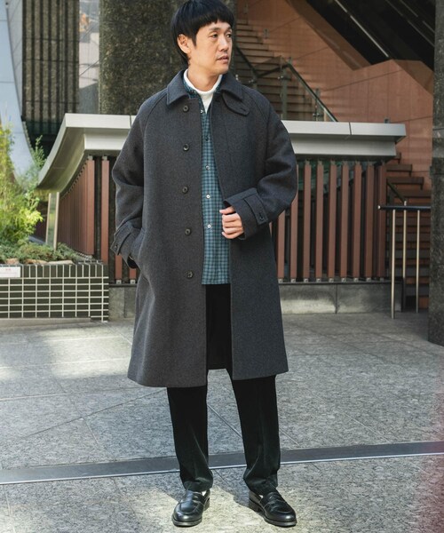 URBAN RESEARCH DOORS（アーバンリサーチドアーズ）の「ウールメルトンステンカラーコート（ステンカラーコート・メンズ・CHECK/CHARCOAL/BLACK・M/L）」の21枚目の写真