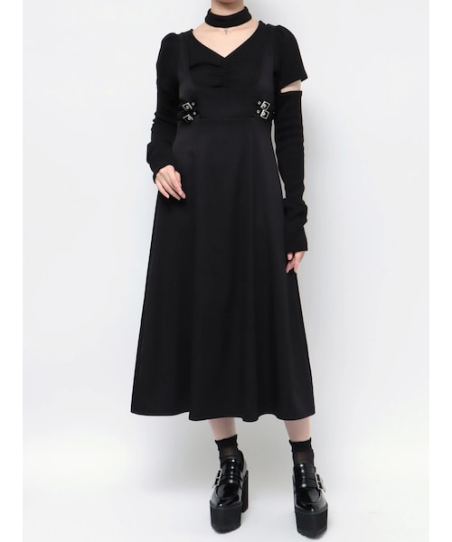 EATME（イートミー）の「サイドベルトジャンスカ（ジャンパースカート・レディース・アイボリー/ブラック・S/M）」の7枚目の写真