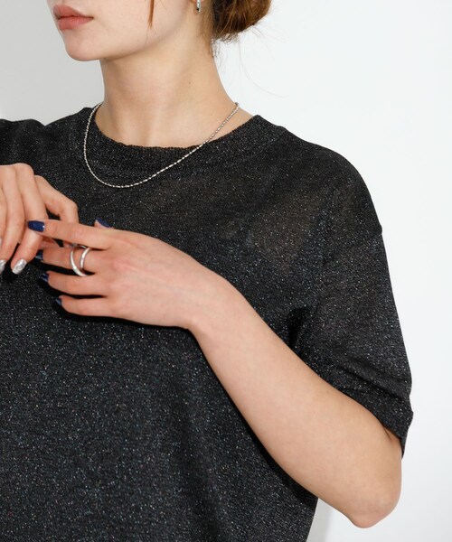 URBAN RESEARCH Sonny Label（アーバンリサーチサニーレーベル）の「シアーラメニットTシャツ（ニット/セーター・レディース・グレー/バター/ブラック・FREE）」の6枚目の写真
