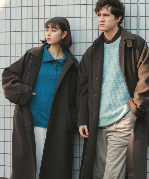 SENSE OF PLACE by URBAN RESEARCH(センスオブプレイスバイアーバンリサーチ)の「『ユニセックス』バルマカーンルーズコート(ステンカラーコート・メンズ・BLACK/D.BROWN/BLUE/BRN×BLK・M/L)」の17枚目の写真