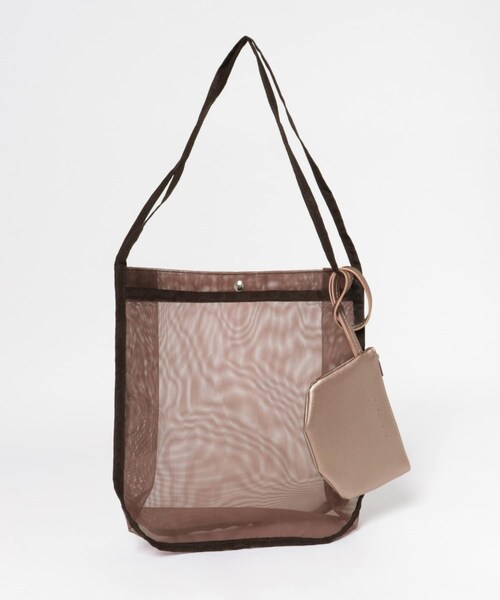 SENSE OF PLACE by URBAN RESEARCH(センスオブプレイスバイアーバンリサーチ)の「ポーチ付チュールメッシュトート(トートバッグ・レディース・BEIGE/BLACK/BROWN・FREE)」の1枚目の写真
