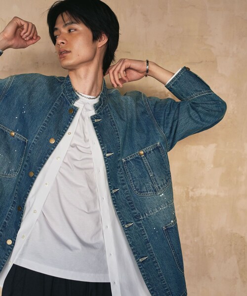 URBAN RESEARCH（アーバンリサーチ）の「new basic 10oz DENIM STAND COVERALL（カバーオール・メンズ・BLACK/INDIGO・M/L）」の13枚目の写真