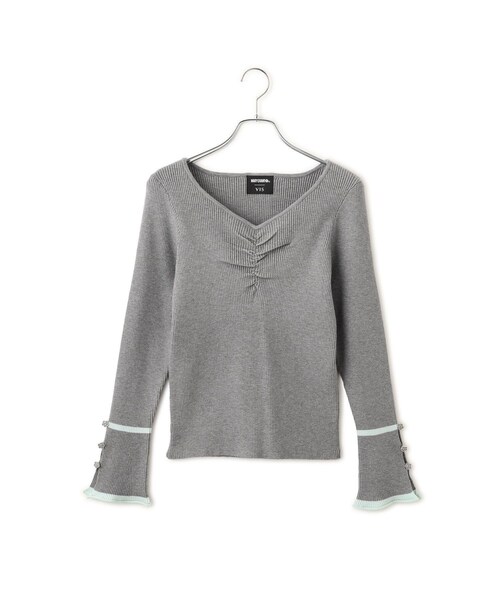 VIS(ビス)の「【MARY QUANT×VIS】袖デイジーボタンVネックリブニット(ニット/セーター・レディース・ブラック/グレー/キナリ/レッド系・F)」の17枚目の写真