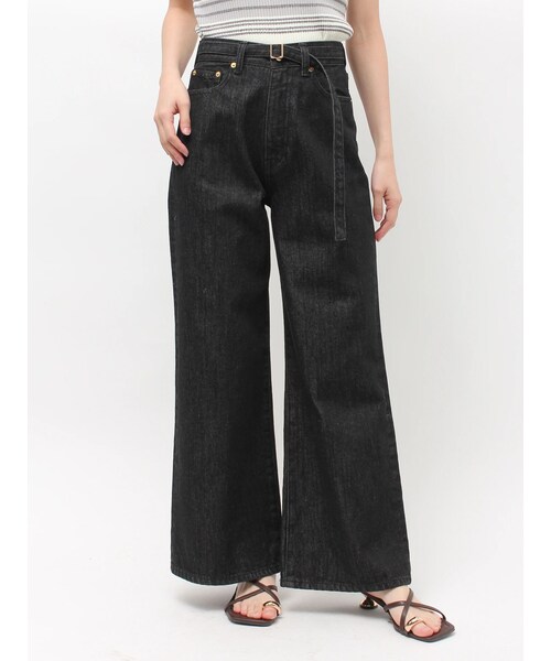 LAGUNAMOON（ラグナムーン）の「LMロゴセミワイドデニムパンツ（デニムパンツ・レディース・ブラック/アイスブルー/インディゴ・S/M）」の2枚目の写真