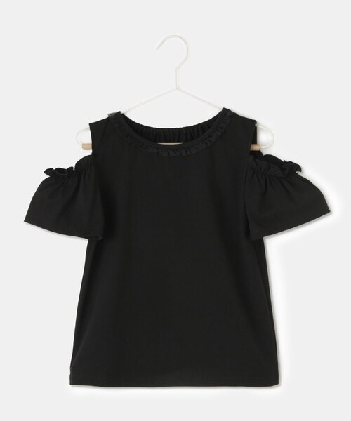 ROPE' PICNIC(ロペピクニック)の「【KIDS/キッズ】肩あきフリルハーフスリーブトップス(Tシャツ/カットソー・キッズ・ブラック/オフホワイト/サックス・L/M/S)」の6枚目の写真