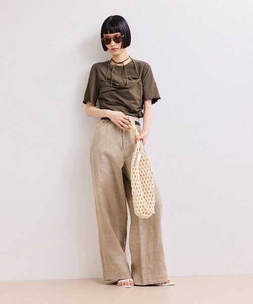 ADAM ET ROPE'(アダムエロペ)の「【WEB限定】ベアトップレイヤードカットソー(Tシャツ/カットソー・レディース・ホワイト/ダークブラウン/ネイビー・F)」の7枚目の写真