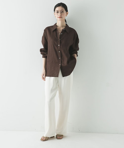 URBAN RESEARCH(アーバンリサーチ)の「リネン2WAYシャツ(シャツ/ブラウス・レディース・PINKSTRIPE/BROWN/BEIGE/BLUESTRIPE/WHITE/BEG STRIPE・Free)」の22枚目の写真