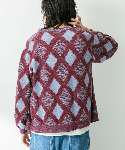 URBAN RESEARCH Sonny Label（アーバンリサーチサニーレーベル）の「ジャガードVネックニットカーディガン（カーディガン/ボレロ・メンズ・ボルドー/オフ/グリーン・M/L）」の9枚目の写真