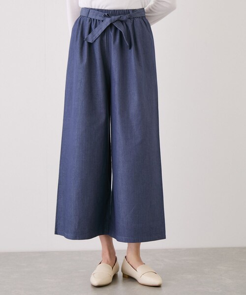 Jayro(ジャイロ)の「スラブデニムクロプトワイドパンツ(デニムパンツ・レディース・ブラック/チャコール/ライトグレー/カーキ/ネイビー系/ブルー/サックス・M)」の6枚目の写真