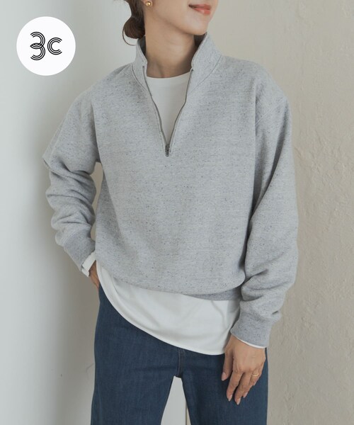 URBAN RESEARCH DOORS（アーバンリサーチドアーズ）の「commpost　反毛裏毛ハーフジップスウェット（スウェット・レディース・TOP GRAY・S）」の2枚目の写真