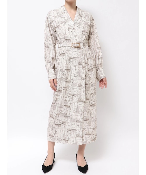 TONAL（トーナル）の「Parisモチーフテーラーワンピース（ワンピース・レディース・ネイビー/ベージュ・M）」の4枚目の写真