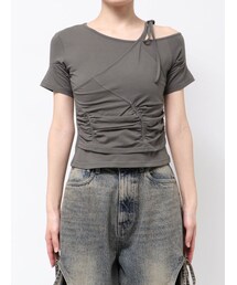 EMODA | アシンメトリーギャザーレイヤートップ(Tシャツ/カットソー)