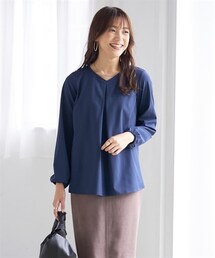 nissen | 大きいサイズシンプルVネックブラウス(あったか裏地付)(シャツ/ブラウス)