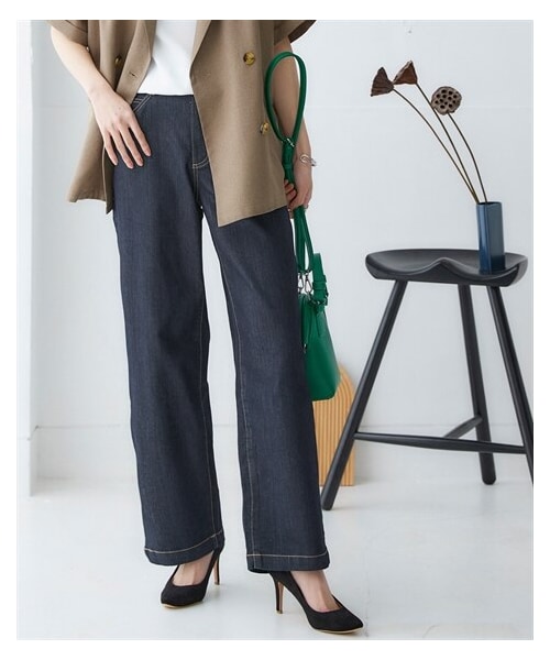 nissen（ニッセン）の「ゆるフィットデニムワイドパンツ(股下73ｃｍ)（パンツ・レディース・ネイビーデニム/ネイビー系デニム/ライトブルー系デニム・S/M/L/LL/3L/4L/5L/6L/8L/10L）」の13枚目の写真