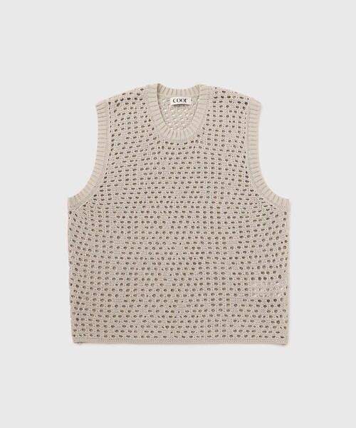 ADAM ET ROPE'(アダムエロペ)の「【COOR/クアー】ORGANIC CROCHET KNIT VEST(ベスト・メンズ・キナリ・L/M)」の1枚目の写真