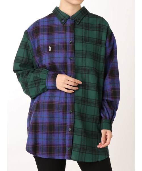 jouetie(ジュエティ)の「EASTBOY ブロッキング2WAYネルシャツ(シャツ/ブラウス・レディース・ミックス/レッド/ブラック・M)」の6枚目の写真