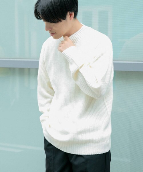 ITEMS URBANRESEARCH（アイテムズ アーバンリサーチ）の「マシンウォッシャブル 片畦モックネックニット（ニット/セーター・メンズ・IVO/CML/GRN/BLU/BLK・M/L）」の7枚目の写真