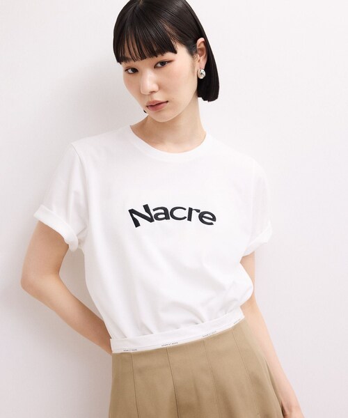 ADAM ET ROPE'(アダムエロペ)の「【WEB限定】クリーンタッチコットン刺しゅうロゴT(Tシャツ/カットソー・レディース・ホワイト/ダークブラウン/ネイビー/ピンク系・F)」の15枚目の写真