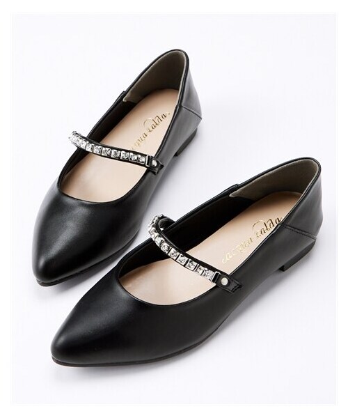 nissen（ニッセン）の「【ゆったり幅広】ビジューストラップフラットシューズ（低反発中敷）（ワイズ４Ｅ）（バレエシューズ・メンズ・黒/アイボリー/ベージュ・M=23.0~23.5cm/4E/L=24.0~24.5cm/4E/LL=25.0~25.5cm/4E/3L=26.0~26.5cm/4E）」の8枚目の写真