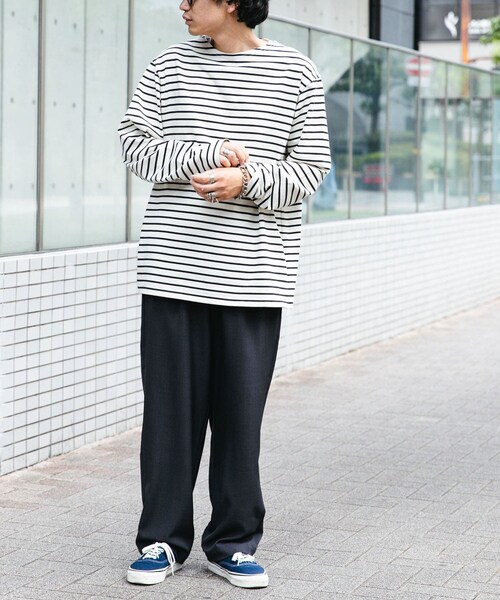 URBAN RESEARCH DOORS（アーバンリサーチドアーズ）の「FORK&SPOON　ボートネックボーダー（Tシャツ/カットソー・メンズ・ECR×BLK/ECR×RED/OFF×GRN・4/5）」の12枚目の写真