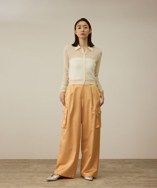 ROPE'（ロペ）の「【洗える】シャイニーサテンパンツ/一部セットアップ対応（カーゴパンツ・レディース・ブラック/オフホワイト/オレンジ・36/38）」の18枚目の写真