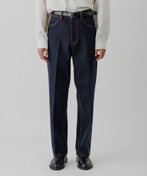 ADAM ET ROPE'（アダムエロペ）の「ストレート デニムスラックス（デニムパンツ・メンズ・ブラック系/ネイビー・L/M/S/XL）」の17枚目の写真