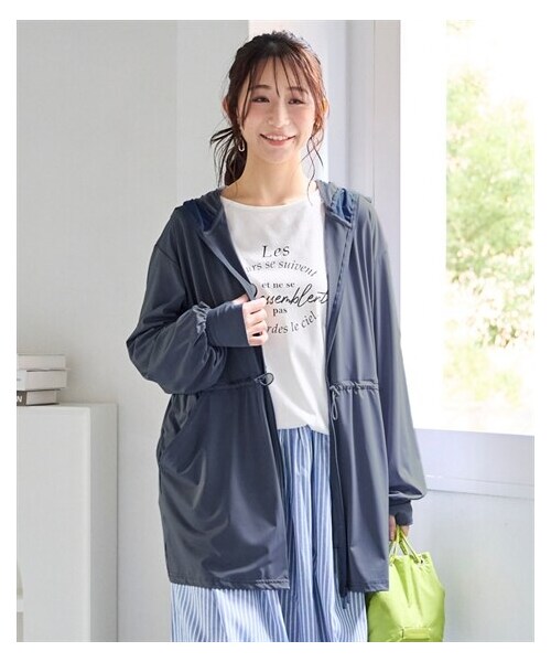nissen（ニッセン）の「まるっと顔までUVドロストパーカー＜大きいサイズ有＞（パーカー・レディース・ネイビーグレー/黒/グレージュ/ラベンダー・S~M/L~LL/3L~4L/5L~6L/8L/10L）」の8枚目の写真