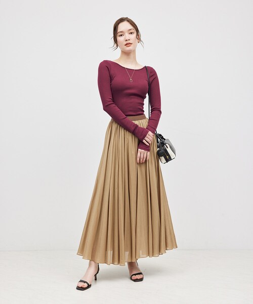 ROPE'(ロペ)の「コットンシルク丸胴テレコカップ付き長袖カットソー(Tシャツ/カットソー・レディース・ブラック/オフホワイト/ワイン・F)」の22枚目の写真