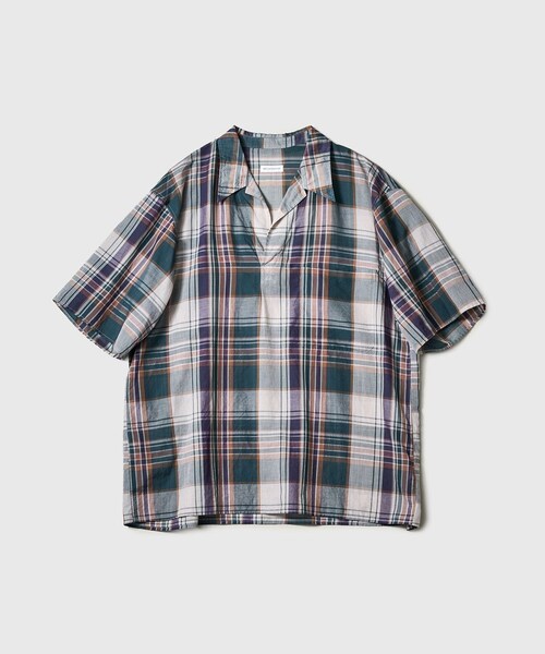 ADAM ET ROPE'(アダムエロペ)の「【KAPTAIN SUNSHINE/キャプテンサンシャイン】Gauze Plaid Pullover SS Shirt(シャツ/ブラウス・メンズ・ホワイト系/グリーン系・2/3/4)」の4枚目の写真