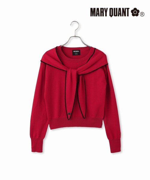 VIS（ビス）の「【MARY QUANT×VIS】スカーフ風ボウタイニット（ニット/セーター・レディース・ブラック/オフホワイト/レッド・F）」の16枚目の写真