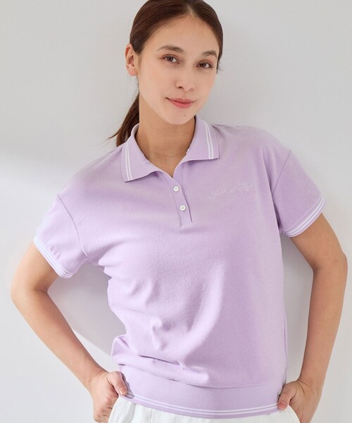 ROPE'（ロペ）の「パイルリブ使い半袖スキッパーポロ（ポロシャツ・レディース・ホワイト/ネイビー/ラベンダー・L/M/S）」の8枚目の写真