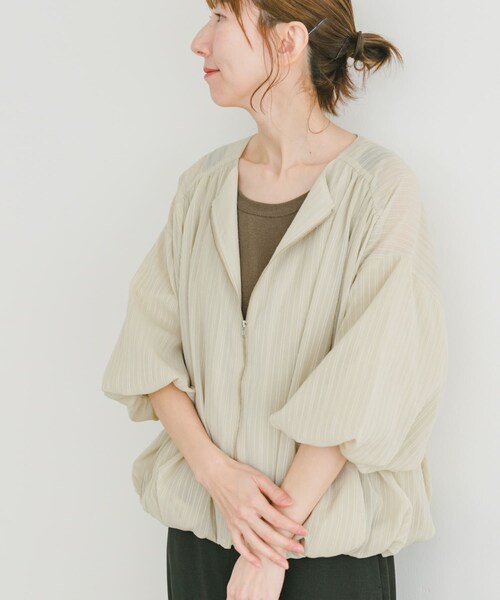 ITEMS URBANRESEARCH（アイテムズ アーバンリサーチ）の「バルーンスリーブブルゾン（ブルゾン・レディース・Y.BEG/BLU・FREE）」の7枚目の写真