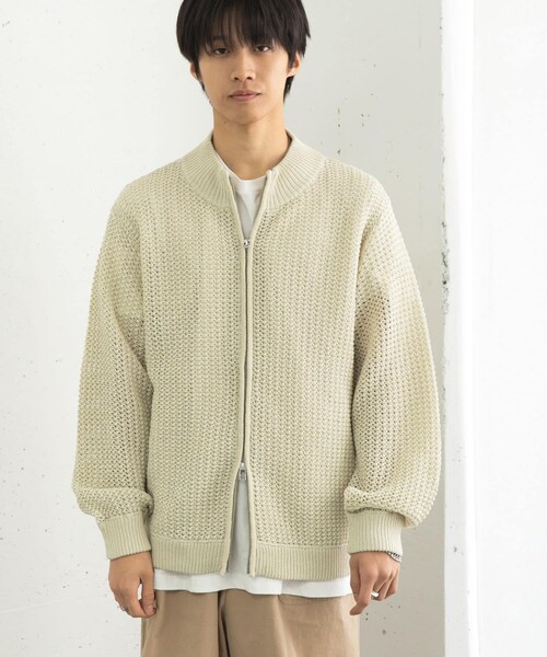 SENSE OF PLACE by URBAN RESEARCH（センスオブプレイスバイアーバンリサーチ）の「『ユニセックス』『洗濯可』シアーメッシュドライバーズカーディガン（カーディガン/ボレロ・メンズ・BLACK/IVORY/MINT・M/L）」の19枚目の写真