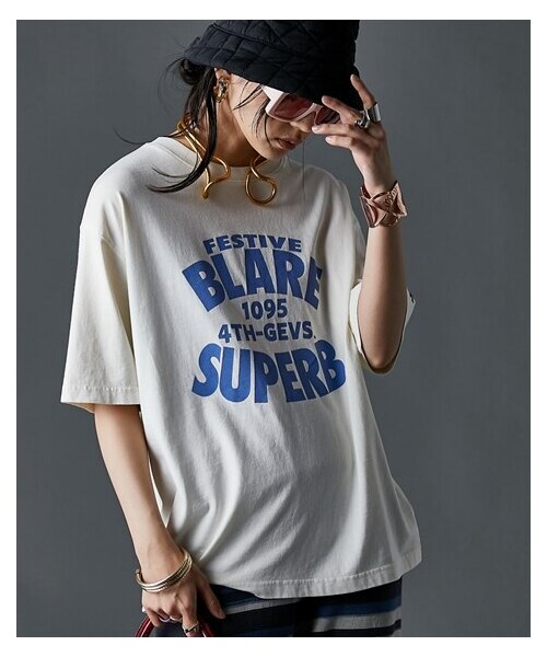 nissen（ニッセン）の「ピグメント染綿100％ロゴプリントTシャツ＜大きいサイズ有＞GEVS.（Tシャツ/カットソー・レディース・アイボリー/墨黒・6L/8L/10L）」の2枚目の写真