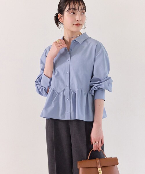 VIS(ビス)の「ウエーブヘムペプラムシャツ(シャツ/ブラウス・レディース・ホワイト/ブルー/イエロー・F)」の7枚目の写真