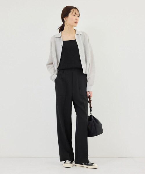 ROPE' PICNIC（ロペピクニック）の「スクエアネックニットタンクトップ（タンクトップ・レディース・ブラック/キナリ/ダークブラウン/クリーム・F）」の7枚目の写真