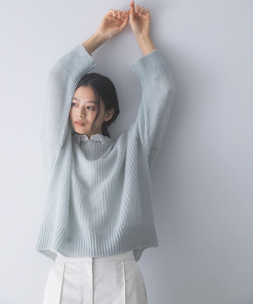 URBAN RESEARCH ROSSO（アーバンリサーチロッソ）の「モヘア混スパンコールシアーニット（ニット/セーター・レディース・OFF WHITE/MINT・Free）」の2枚目の写真