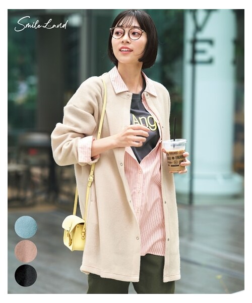 nissen（ニッセン）の「大きいサイズ フェイクスライバーノーカラージャケット（ジャケット/アウター・レディース・ソフトターコイズ/モカ/黒/アイボリー・L~LL相当/3L~4L相当/5L~6L相当/8L相当/10L相当）」の5枚目の写真