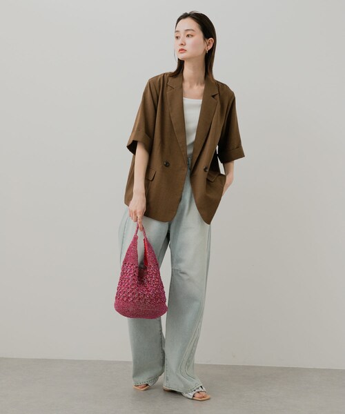 SENSE OF PLACE by URBAN RESEARCH（センスオブプレイスバイアーバンリサーチ）の「『UR TECH DRYLUXE』リネンライクジャケット（テーラードジャケット・レディース・GREIGE/CHARCOAL/BROWN/NAVY・one）」の21枚目の写真