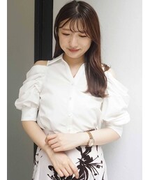 MERCURYDUO | オープンショルダードレープスリーブブラウス(シャツ/ブラウス)