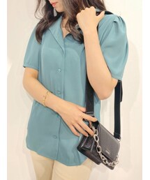 EVRIS | パワーショルダーオープンカラーシャツ(シャツ/ブラウス)