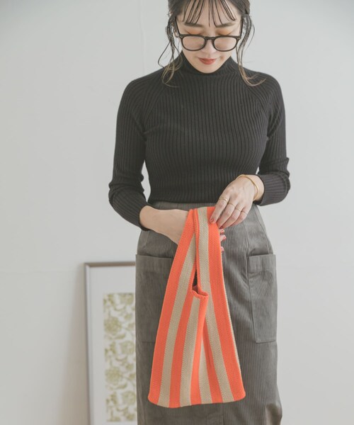 ITEMS URBANRESEARCH（アイテムズ アーバンリサーチ）の「ニットマルシェトートバッグ（トートバッグ・レディース・BLK/ORG/GRN・-）」の10枚目の写真