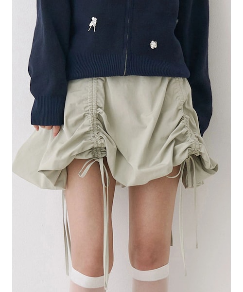 CALNAMUR（カルナムール）の「ドロストバルーンミニスカート（スカート・レディース・ホワイト/グリーン/ブラウン・F）」の9枚目の写真