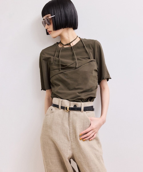 ADAM ET ROPE'(アダムエロペ)の「【WEB限定】ベアトップレイヤードカットソー(Tシャツ/カットソー・レディース・ホワイト/ダークブラウン/ネイビー・F)」の2枚目の写真