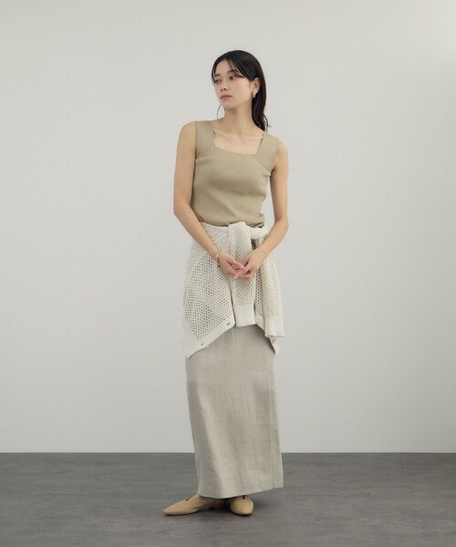 ADAM ET ROPE'（アダムエロペ）の「シルクリブタンクトップ（タンクトップ・レディース・ブラック/オフホワイト/ベージュ・F）」の7枚目の写真