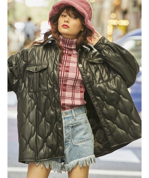 jouetie（ジュエティ）の「キルティングオーバージャケット（テーラードジャケット・レディース・ミックス/パープル/ブラウン/アイスブルー/ブラック/カーキ/ダークミックス/ネイビー・M）」の2枚目の写真