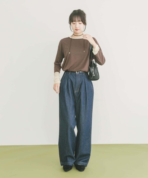 ITEMS URBANRESEARCH（アイテムズ アーバンリサーチ）の「ソデチュールロングスリーブカットソー（Tシャツ/カットソー・レディース・BRN/OFF/BORDER・FREE）」の15枚目の写真