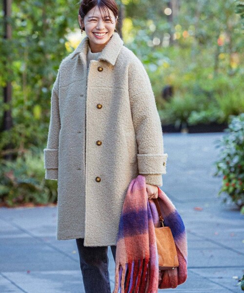 URBAN RESEARCH ROSSO（アーバンリサーチロッソ）の「F by ROSSO　『UR TECH』ブークレステンカラーコート（ステンカラーコート・レディース・BEIGE/NAVY・Free）」の16枚目の写真