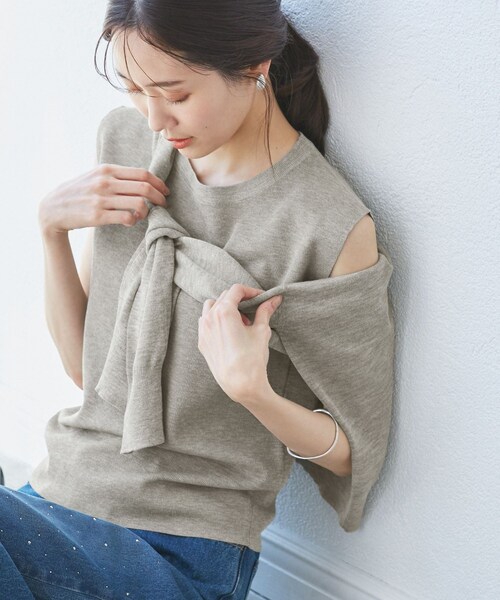 ROPE' PICNIC（ロペピクニック）の「【洗濯機OK】LEVITAゼロスリーブサマーニットプルオーバー（ニット/セーター・レディース・ライトグレー/ベージュ/その他・38）」の11枚目の写真