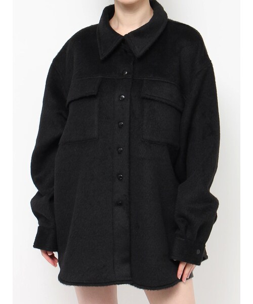 EVRIS（エヴリス）の「シャギーオーバーサイズシャツ（ミリタリージャケット・レディース・ホワイト/グレー/ブラック・F）」の4枚目の写真